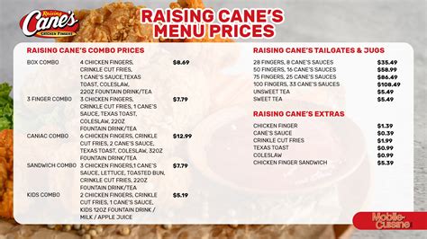 raising cans menu|raising cane's prices list menu.